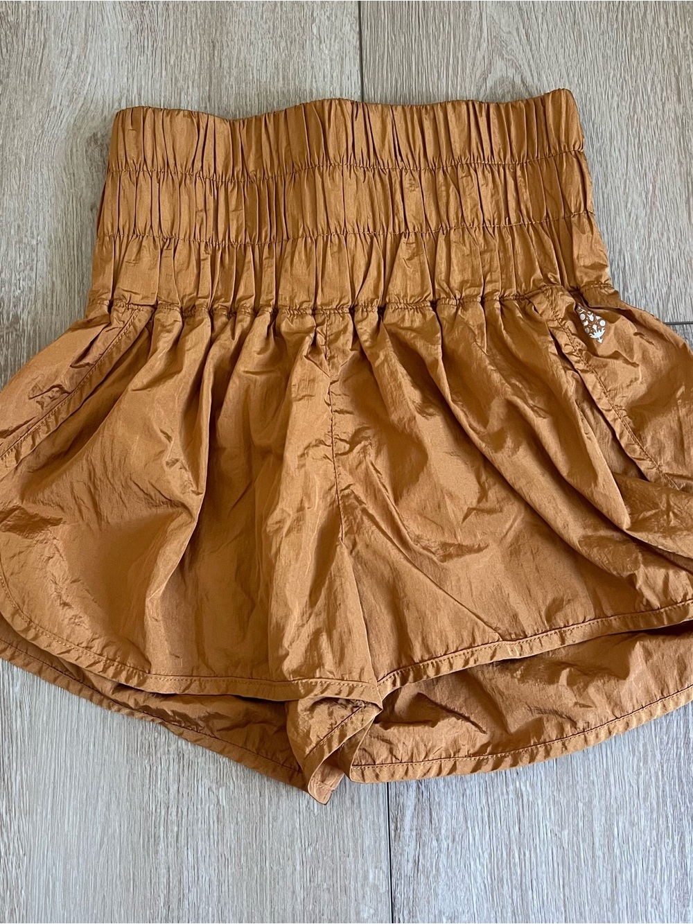 FP Movement The Way Home High-Waist Copper Women’s Smocked Shorts XS